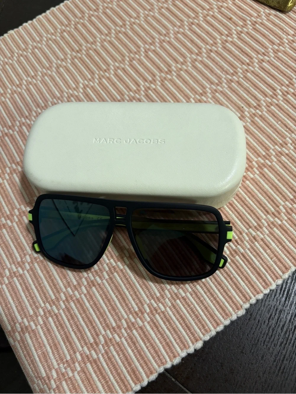 Marc Jacobs Black Sunglasses with Neon Green Accents